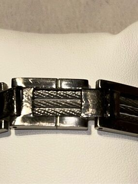 Stainless Steel Cable Inlay Men's Bracelet - Silver 8" Stauer